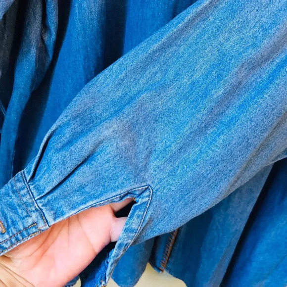 Vintage Stampede 2X Long Sleeve Buttoned Up 100% Cotton Denim Shirt w/ Flaws - Picture 8 of 9